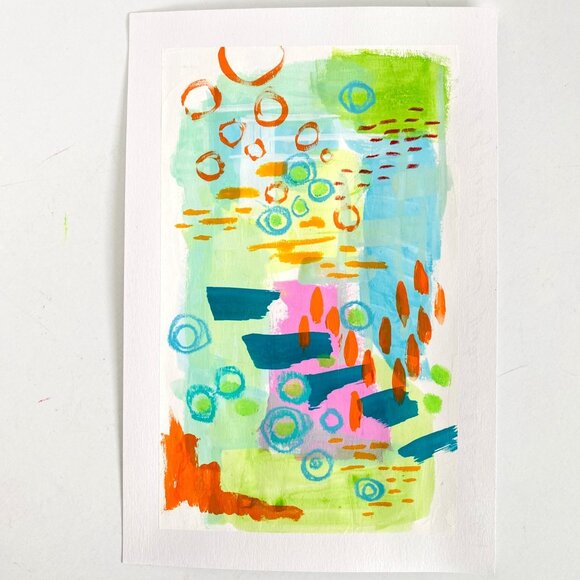 Land of Many Suns Original Mixed Media Wall Art Collage Painting 8x10in Matted - Picture 2 of 7